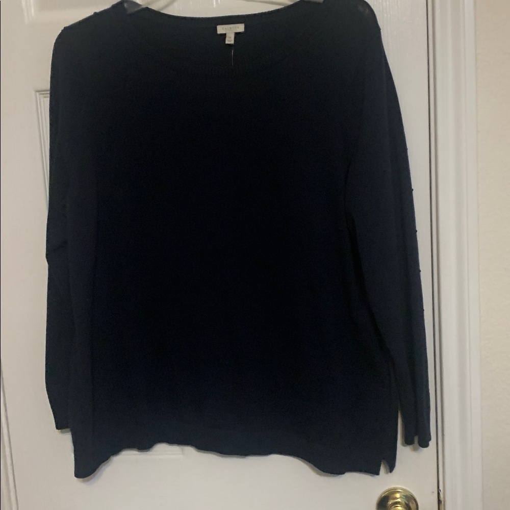 Plus size Talbots Dark Navy Blue Knit Top. Knobby knit textures